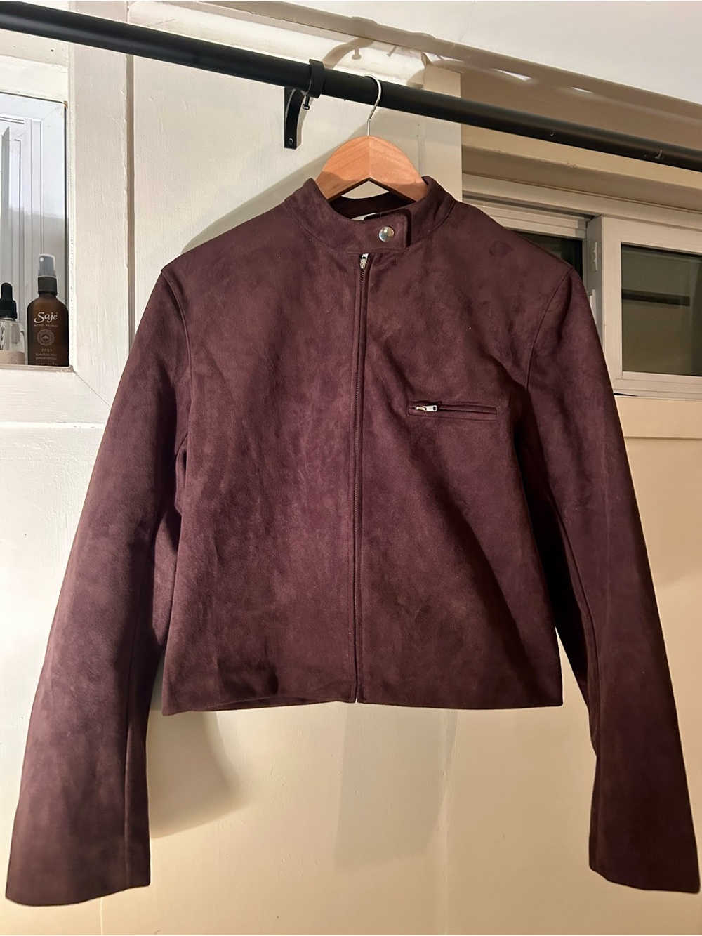 Faux Suede Jacket in Brown